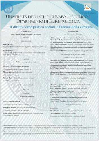 Convegno internazionale “Il diritto come pratica sociale e l’ideale della certezza”