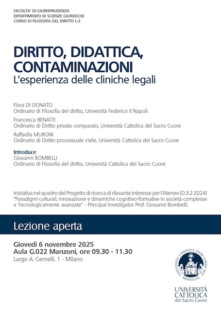 DIRITTO, DIDATTICA, CONTAMINAZIONI, L’esperienza delle cliniche legali, 6 Novembre 2025